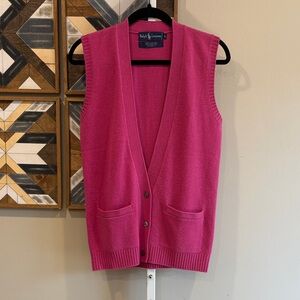 Vintage Ralph Lauren Men’s Pink Cashmere Sweater Vest size Small